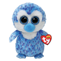 Ty Beanie Boos - TONY the Blue Penguin (Glittery Eyes)(Regular Size 6" Plush)(BONUS 1 FUN CHOPS & 1 ZIPPER BRACELET)