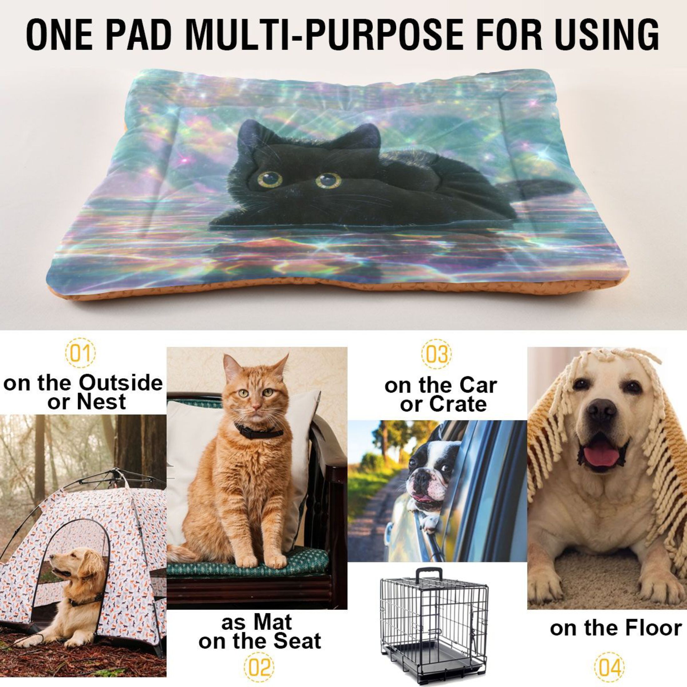 Cozy Mat Pet Bed Indoor Outdoor Warm Soft For Cat Dog Puppy(S/M) Black Cat in The Pool