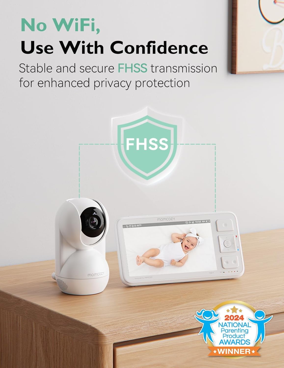 Momcozy Video Baby Monitor, 5.5” 1080P Full HD Baby Monitor with Camera No WiFi, Infrared Night Vision, 5800mAh 120-hrs Battery, ECO, VOX, 2-Way Audio, 1640ft Range, Record and Rewind Locally