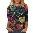 thumbnail image 1 of Hot Sale!! Hauts de la Saint-Valentin à Manches 3/4 pour Femmes Grande Taille, Tunique à Col Rond, Tenues Douces pour la Saint-Valentin Gris + S, 1 of 4