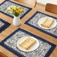 thumbnail image 2 of Rustic Placemats Set of 6 Placemats for Dining Table Decor Washable Kitchen Table Mat with Lace Trim Blue Porcelain 19.7*11.8inch, 2 of 6