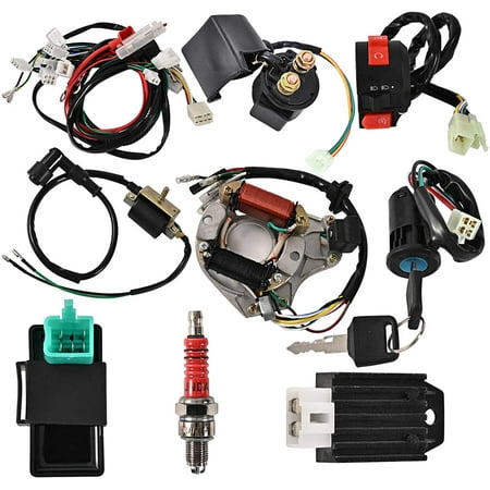 TRKIMAL Complete Electric Stator Coil Wiring Harness with CDI Box and Ignition Switch