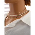 thumbnail image 1 of 3pcs Metal Texture Pearl Beaded & Circular Charm Pendant Necklace Set, 1 of 4