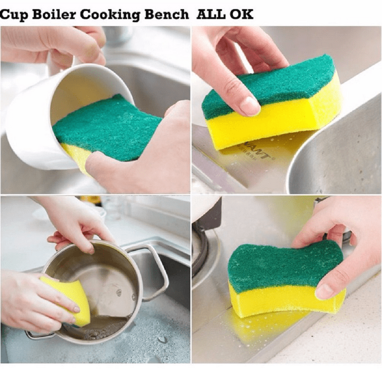 Reusable Dish Scrubber Sponge Set - Non-Scratch Scouring Pads & Scrubbing  Cloths Made of Natural Organic Cotton Fibers with Food-Grade Hardener
