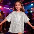 thumbnail image 2 of Mercatoo Girls Shiny Metallic Shirts Jazz Hip Ho1 Dance Part1 Tops T-Shirts Kids Crewneck Spring Casual Loose Basic Tees Blouses, 2 of 6