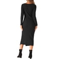 thumbnail image 3 of INSPIRE CHIC Women's Dress Crew Neck Long Sleeve Side Ruched Slit Dresses L Black, 3 of 6