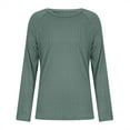 thumbnail image 4 of Olyvenn Women's Long Sleeve Spring Tops Casual Crewneck Knit Blouses Lightweight Loose Textured Shirts Trendy 2025 Green 4, 4 of 7