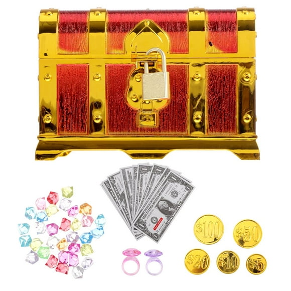 AMERTEER 1 Set Retro Plastic Pirate Treasure Boxes Kids Small Plastic Treasure Chest Toy
