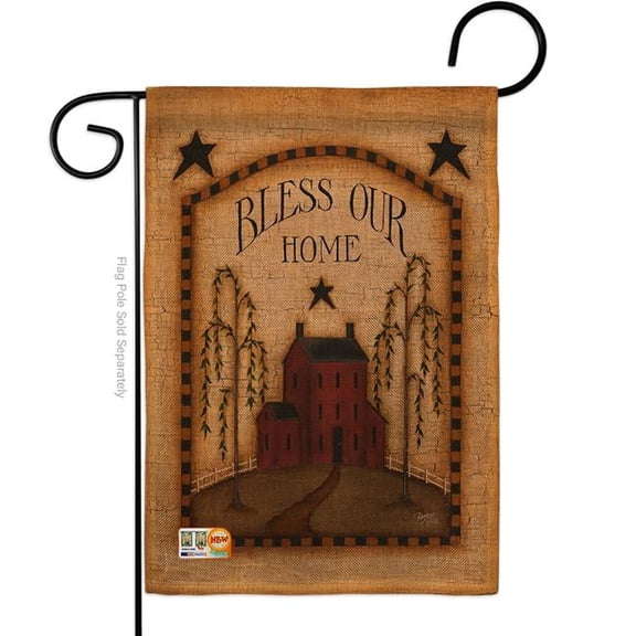 Breeze Decor BD-SH-G-100073-IP-DB-D-US18-SB 13 x 18.5 in. Classic Bless Our Home Burlap Inspirational Sweet Impressions Decorative Vertical Double Sided Garden Flag