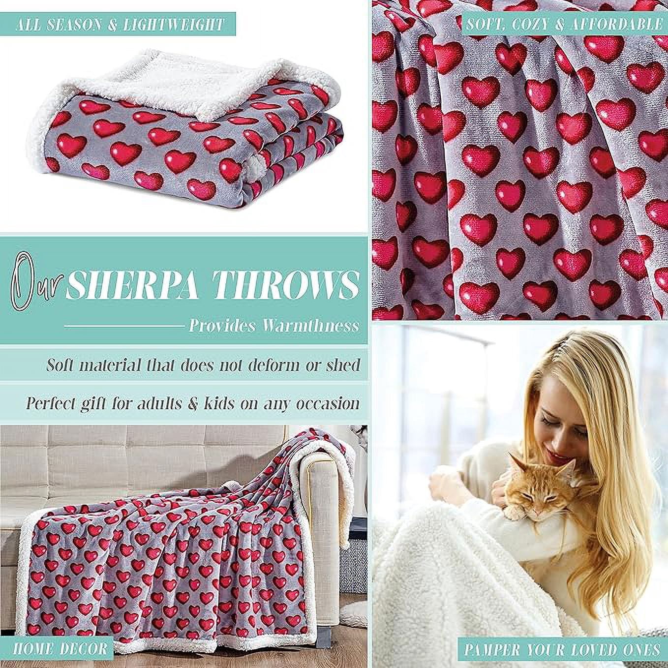Elegant Comfort Throw Blanket, Reversible Sherpa Flannel, Soft, Fuzzy, Cozy and Plush- All season Lightweight Decorative Throw, 50 x 60 inches, Juliette Sherpa Throw