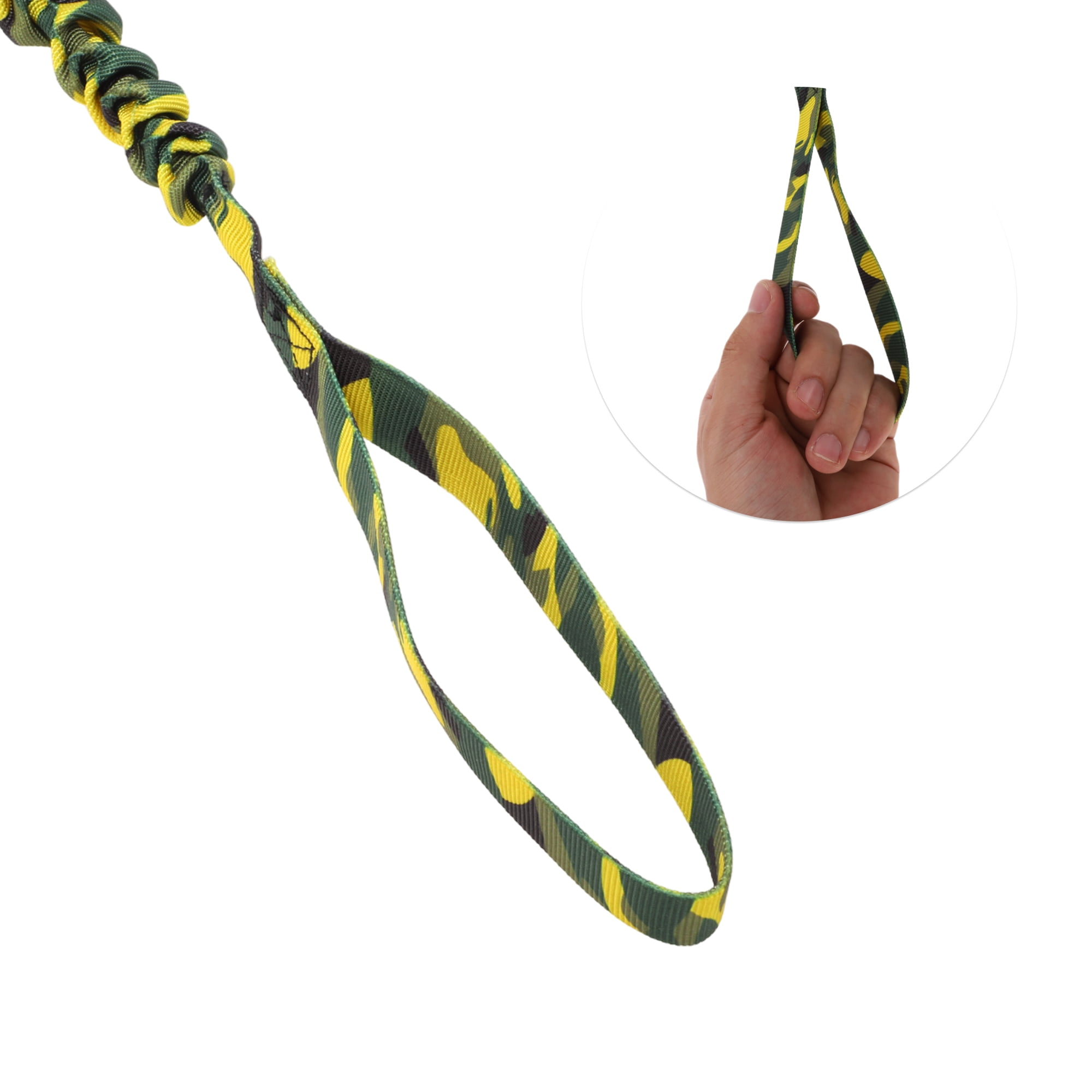 Unique Bargains Dog Leash Nylon Double Handle Elastic Rope for any Dogs Yellow Green