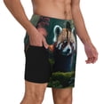 thumbnail image 2 of Lsque Forest Plant Raccoon Pattern Mens Swim Trunks- Bathing Suit Compression Liner - Beach Swim Shorts Swimwear - (S-3XL) - Stretch Quick Dry-XX-Large, 2 of 6