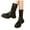 Black, variant on Womens Mid Calf Chelsea Boots Platform Slip on Low Heel Ankle Booties Leather Combat Riding Boots