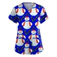 thumbnail image 1 of DPTALR Blouse à Manches Courtes Col en V pour Femmes Imprimé de Noël avec Poches, 1 of 3