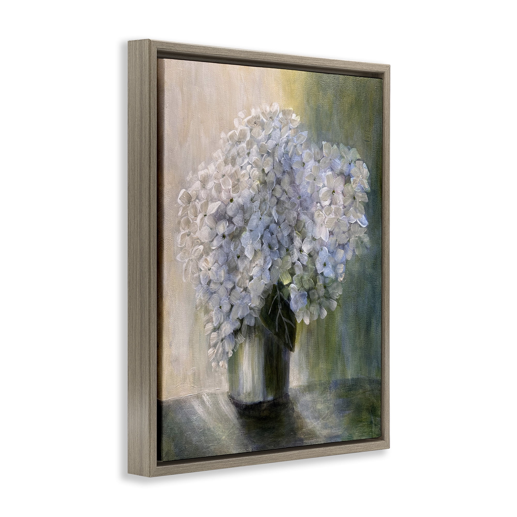 Stupell Industries Hydrangea Still Life Botanical & Floral Painting Brown Floater Framed Art Print Wall Art, 25 x 31