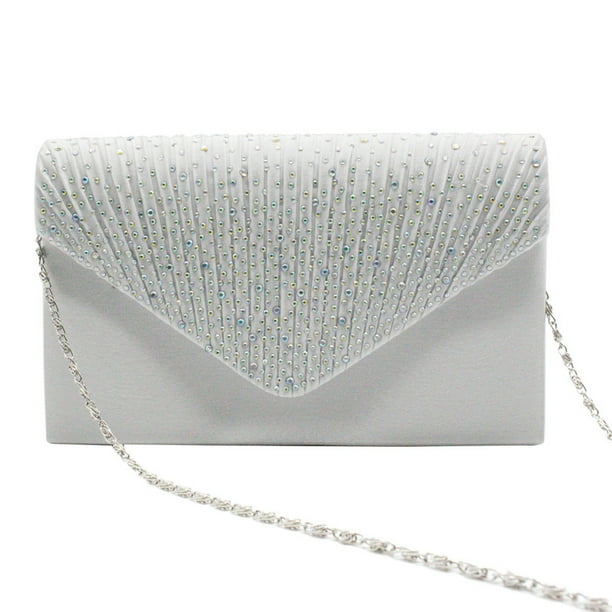 Bolso tipo sobre Sonducket para mujer con broche diamantes de imitación blanco
