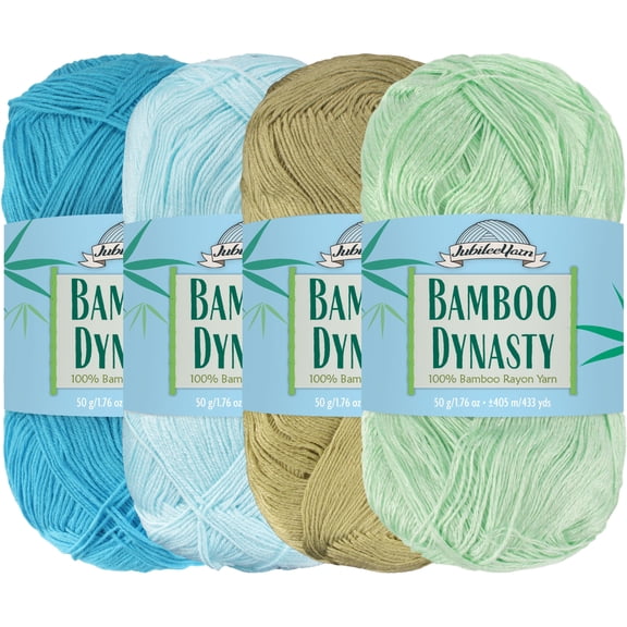 JubileeYarn Bamboo Dynasty Yarn - 50g/Skein Super Fine Bamboo Rayon - Shades of Blue - 4 Skeins