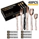 thumbnail image 2 of Juego de 48 cubiertos de acero inoxidable, juego de cubiertos pulidos con espejo, 8 cuchillos para c Meterk Rosa Dorado, 2 of 7