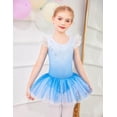 thumbnail image 5 of Oudiya Girls Ruffle Sleeve Shiny Ballet Leotard Tutu Dance Dresses for Ballerina Kids 3-11Y, 5 of 7