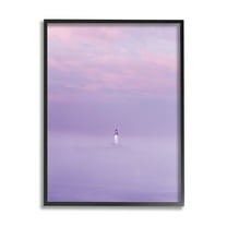 Stupell Industries Foggy Purple Lighthouse Nature Photography Black Framed Art Print Wall Art, 11 x 14