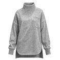 thumbnail image 4 of Women's Turtleneck Oversized Sweatshirt, Long Sleeve Fall Winter Casual Sweatshirt with Chest Pocket and Side Slit, Women's ,Size S-2XL, 4 of 4
