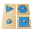 thumbnail image 1 of Montessori Beech Wooden Toy Set Kids - 4 Seperate Geometry Puzzles Matching Square, 1 of 8
