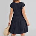 thumbnail image 4 of Robe d'Été pour Femmes 2024 Mode Grande Taille Couleur Unie Manches Courtes Robe 50 % de Réduction Liquidation!, 4 of 9