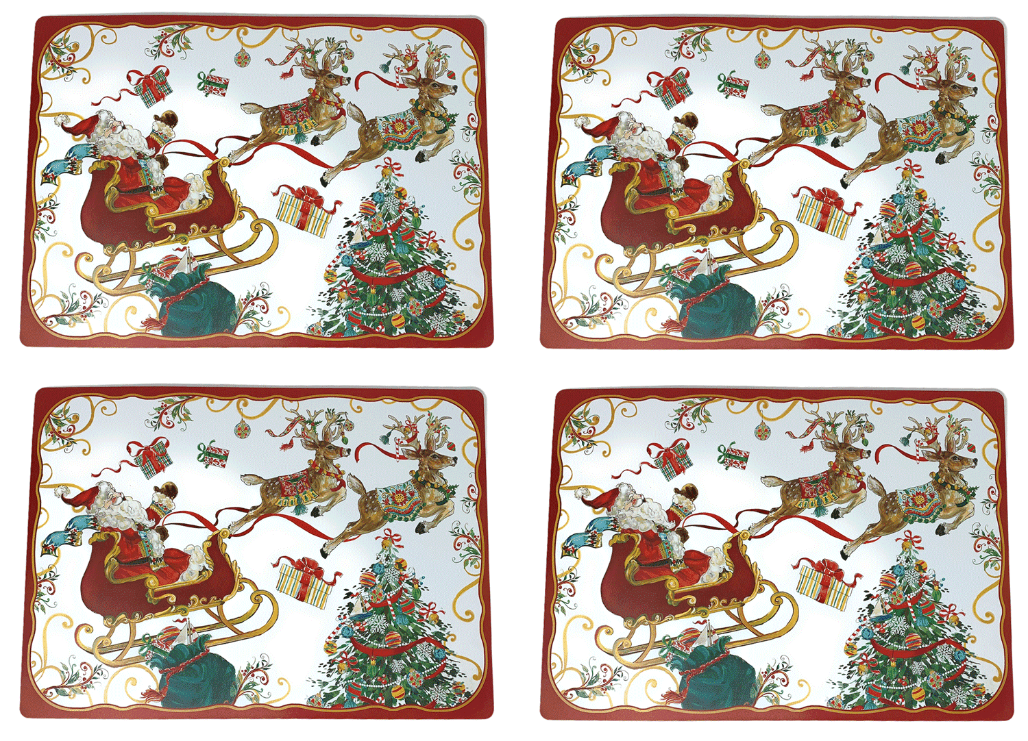 Set of 4 Foam Back Vinyl  Christmas Placemats  MERRY CHRISTMAS  Color