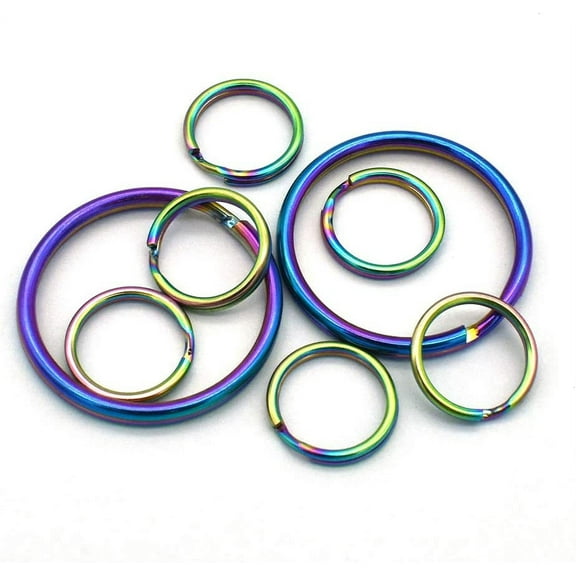 100pcs Split Ring Rainbow 25/12mm Jump Ring Key Ring Iron Key Chain Round Ring DIY Accessories Charm Jewelry Purse Handbag Bag Hardware (12mm)