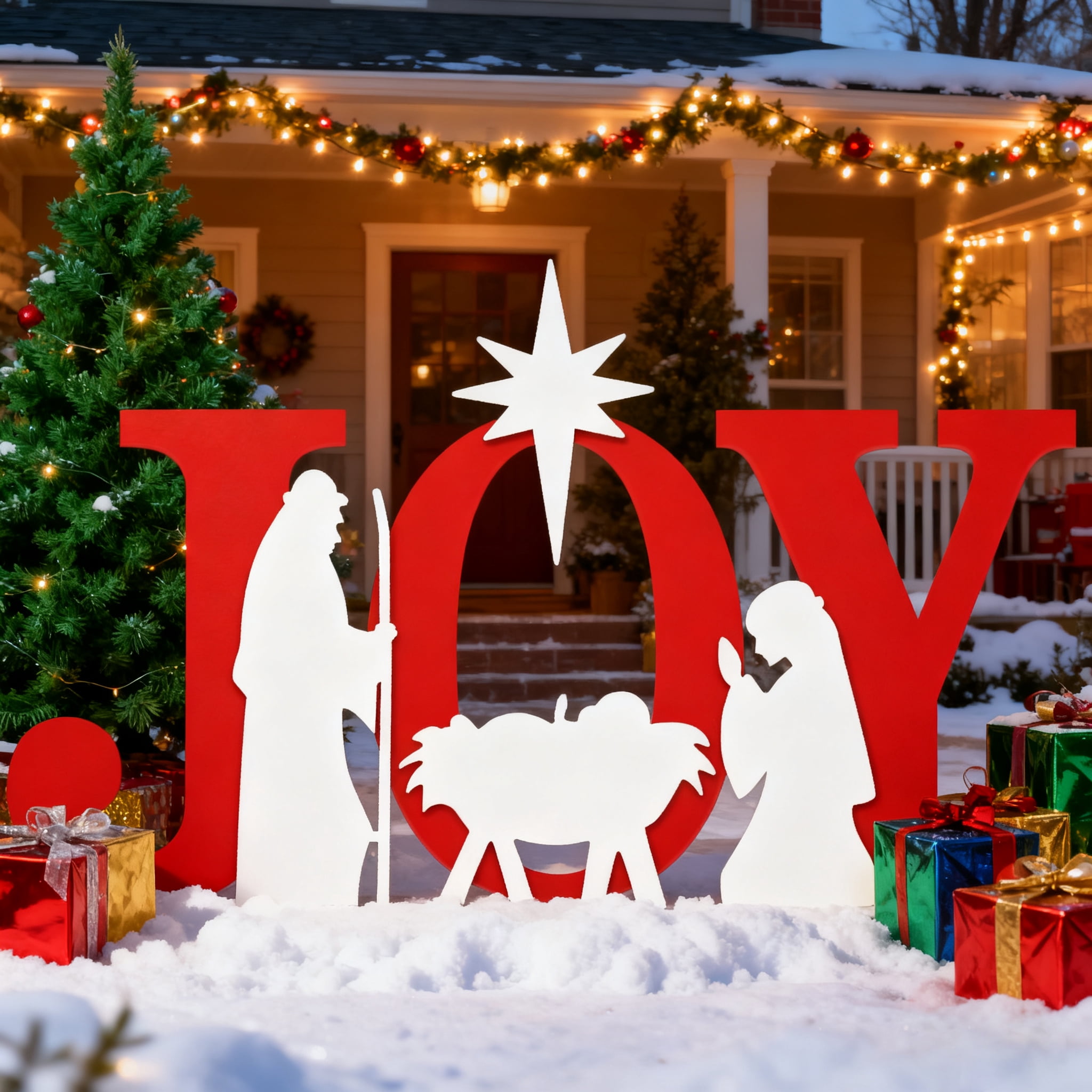 JOY Christmas Nativity Yard Signs Outdoor Silhouette Weather Resistant PVC Set of 3 48 Inch
