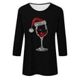 thumbnail image 4 of LbsKUS Winter Clearance,Red Wine Glass Christmas Womens Tops Funny Santa Hat Graphic Shirt Casual 3/4 Length Sleeve Pullover Top Merry Christmas Holiday Tee Tunic Shirt(Black,M), 4 of 4