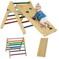 thumbnail image 1 of Qaba Ensemble Triangle Pikler, Jouets d'Escalade 3 en 1 pour Tout-Petits, Bois Naturel, 1 of 10
