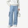 thumbnail image 5 of HAOTAGS Girls Cargo Pants (5-16) Elastic Waist Bow Decor Loose Wide Leg Casual Trousers Sky Blue Size 15, 5 of 7