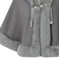 thumbnail image 4 of Ecqkame Women Sherpa Cape Shawl Casual Print Faux Fur Trim Knot Front Shawl Poncho Wrap Fleece Lined Warm Winter Versatile Outerwear Gray Free Size, 4 of 5