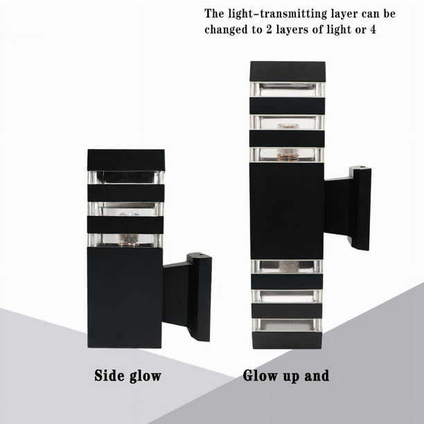 Lámpara de pared para exteriores, lámpara de pared exterior inteligente de inducción, doble cabezal, luz hacia arriba y hacia abajo, lámpara colgante de pared para jardín, impermeable