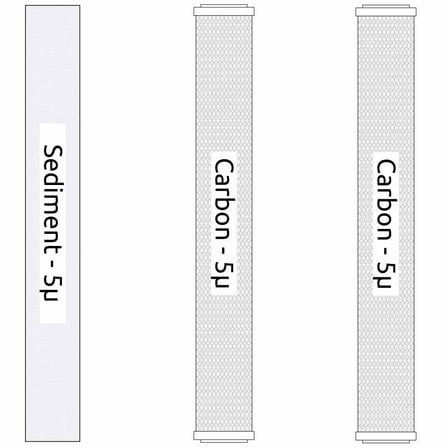 20-inch x 2.5-inch Slimline 3 Stage Filter Kit with Sediment & Two Carbon Block Filters