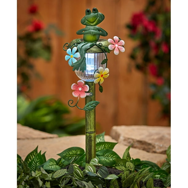 Decorative Lighted Solar Lawn Stakes with Floral Spring Accents