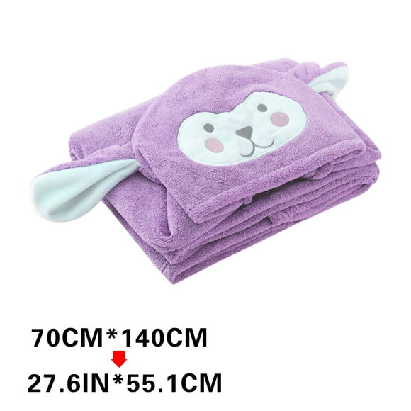 Lolmot Children's Hooded Bath Towel, Coral Velvet Baby Cape Bathrobe, Strong Water Absorption, Soft Large Bath Towel