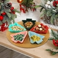thumbnail image 2 of Rotatable Christmas Tree Snack Tray Set - 5 Compartment Appetizer Platter for Candy, Nuts, Dried Fruits, Holiday Party Serving with Bamboo Base, 2 of 5