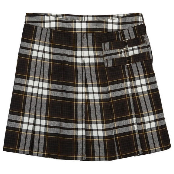 French Toast School Uniform Girls Regular & Plus Sizes Pleat Plaid Scooter Skirt 35155-10.5Plus (brown plaid)