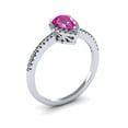 thumbnail image 2 of SuperJeweler 1 Carat Pear Shape Created Pink Sapphire and Halo Diamond Ring In Sterling Silver For Women, 2 of 6