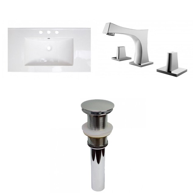 American Imaginations 32-in. W 3H8-in. Ceramic Top Set In White Color - Drain Incl. AI-32518