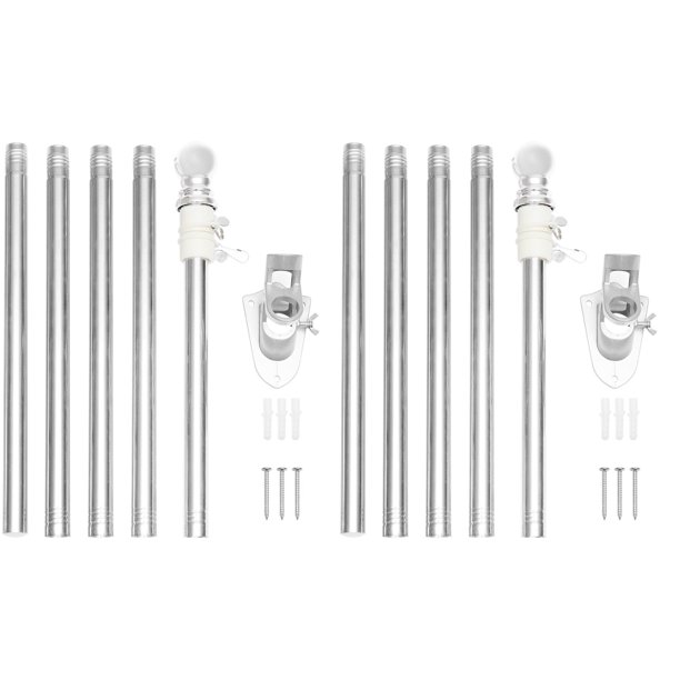 Flag Pole Kit Flagpole Pole Stainless Repair Duty Heavy Porch Telescoping Professional Steelyard