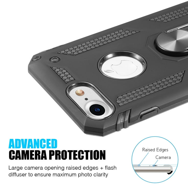 TORU CX PRO for iPhone 8 Plus/iPhone 7 Plus Case Wallet | Protective Shockproof Heavy Duty Cover with Hidden Card Holder & Card Slot | Plastic Mirror Included - Black