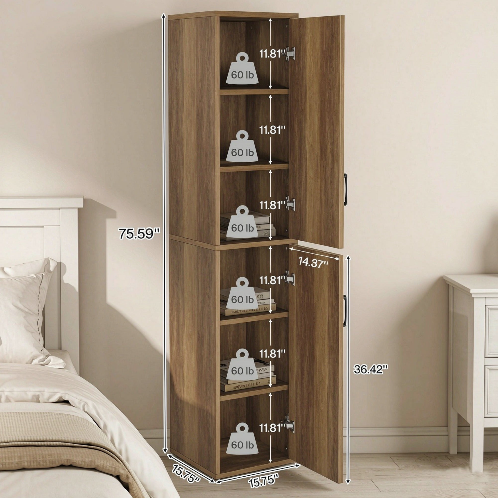 75" Wood Storage Cabinet Modern Cube Collection