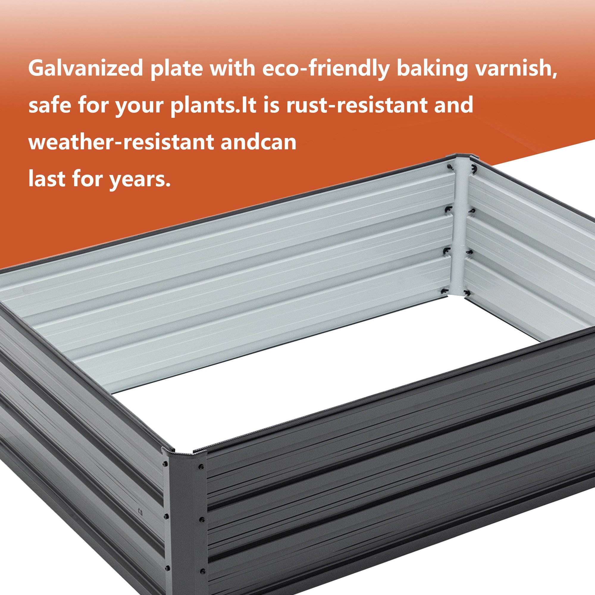 Aukfa Galvanized Raised Garden Bed Outdoor, Metal Planter Box for Vegetables/Flowers/Herbs, 4x3x1FT, Black
