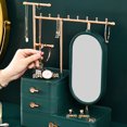 thumbnail image 3 of Jewelry Storage Box Necklace Holder Bathroom Necklace Earring Display Desktop Beauty Makeup Organizer Waterproof Rack High Definition Mirror Green, 3 of 9