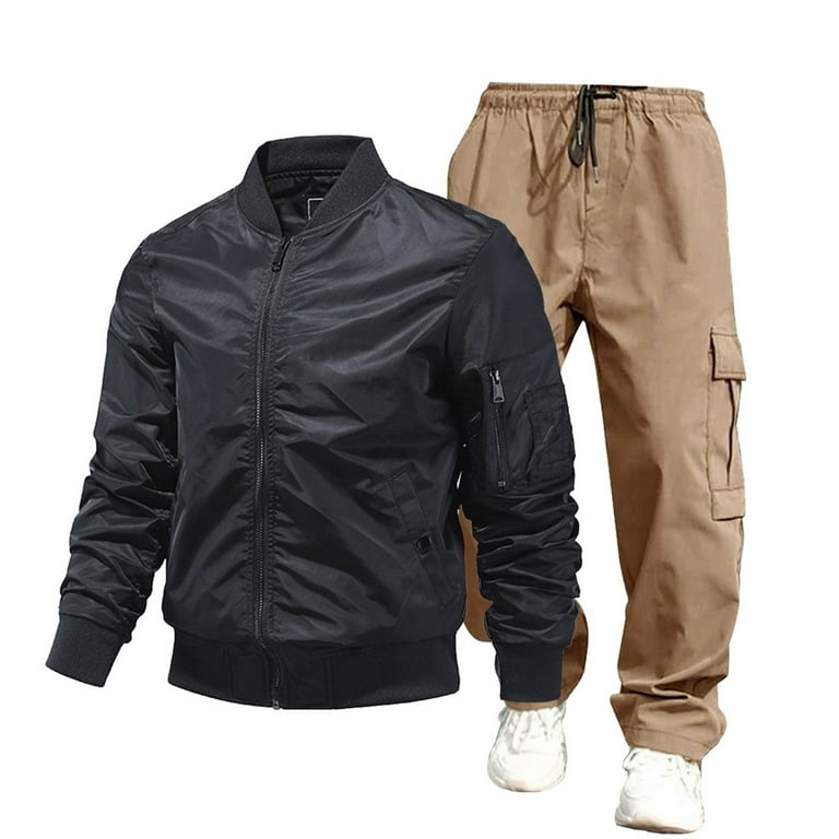 VBTAPA Men's Tracksuit Piece Set Zip Up Bomber Jacket Drawstring