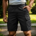 thumbnail image 2 of Fewfanhot Men's Big & Tall Multi-Pocket Cargo Shorts, Elastic Waist Drawstring Casual Outdoor Summer Shorts, S-5XL, 2 of 5