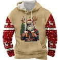 thumbnail image 3 of Mens Hoodie Tops Fashion Relaxed Christmas Printed Long Sleeve Mens Autumn And Winter Clothes,Khaki,3XL, 3 of 5